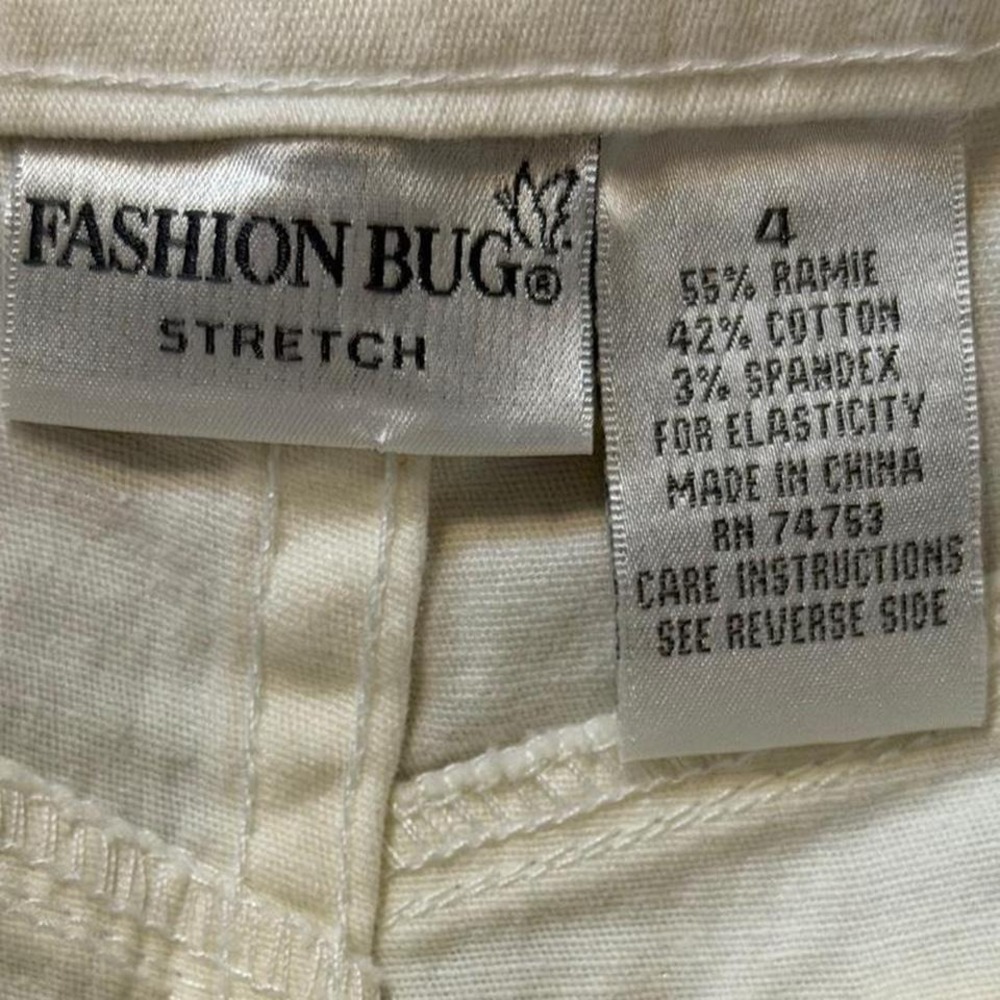 Vintage‎ Fashion Bug Stretch Ivory Floral Embroidered Shorts - Picture 7 of 11